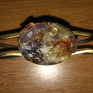 Raw Amethyst with Citrine Crystal Bracelet